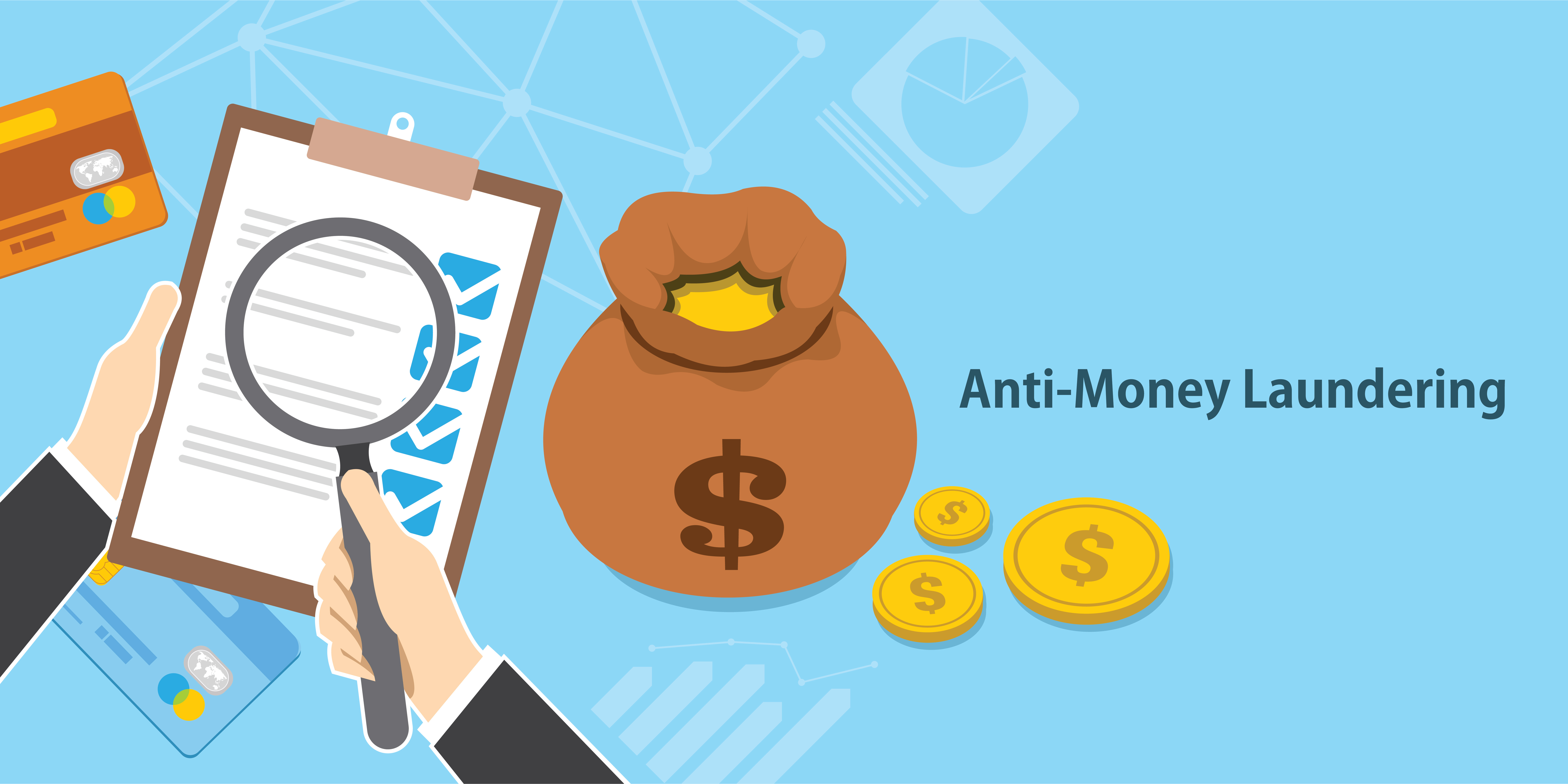 anti money laundering AML cash coin credit transaction company vector illustration